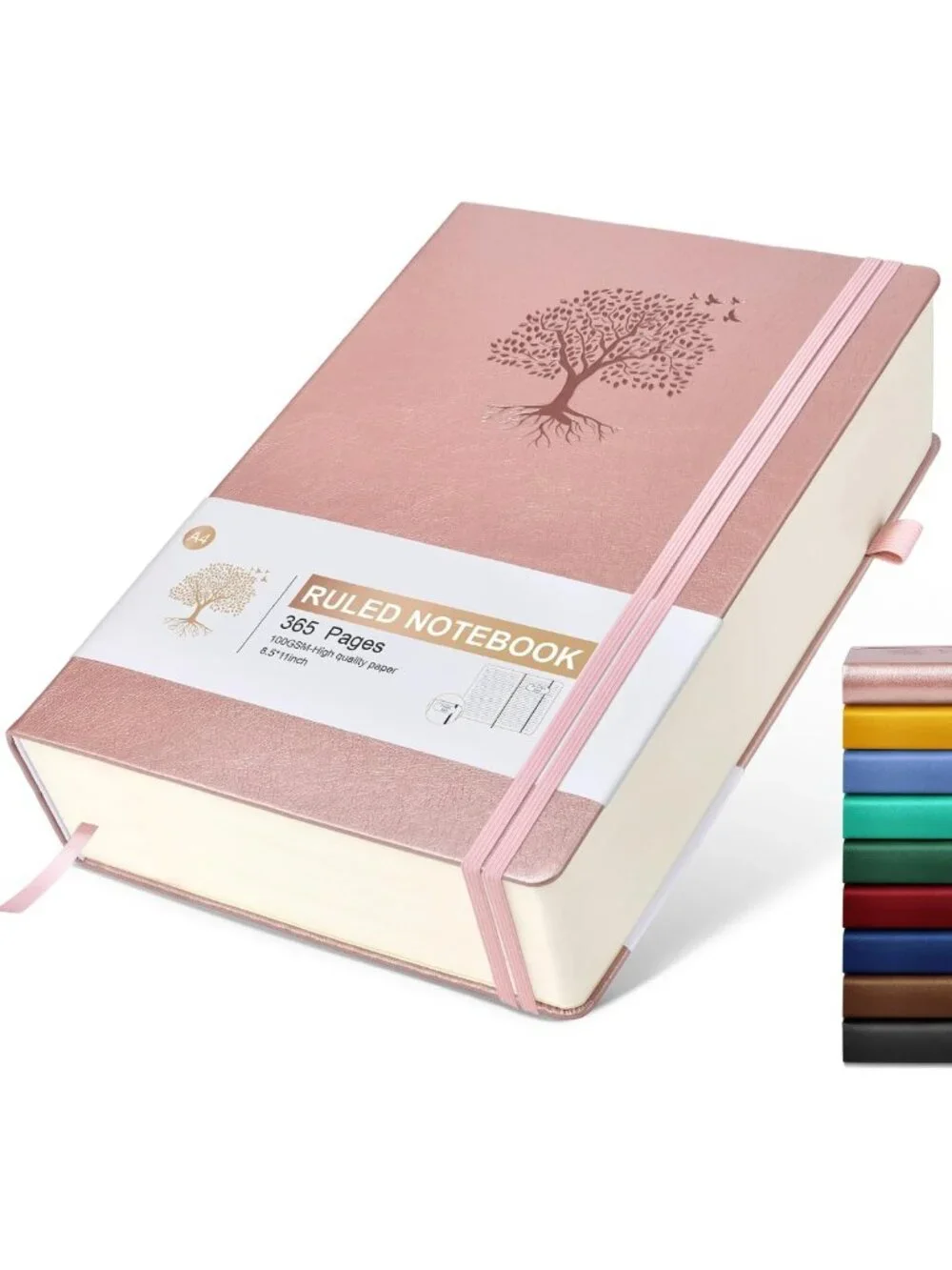Large Pink Hardcover Lined Journal Notebook, 365 Pages, Thick 100GSM Paper, A4